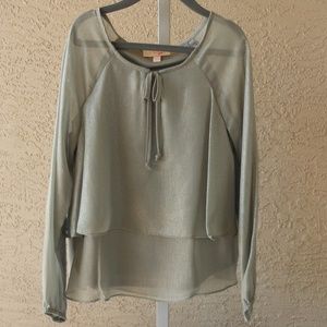 GB GIRLS Gray Metallic Layered Look Top
